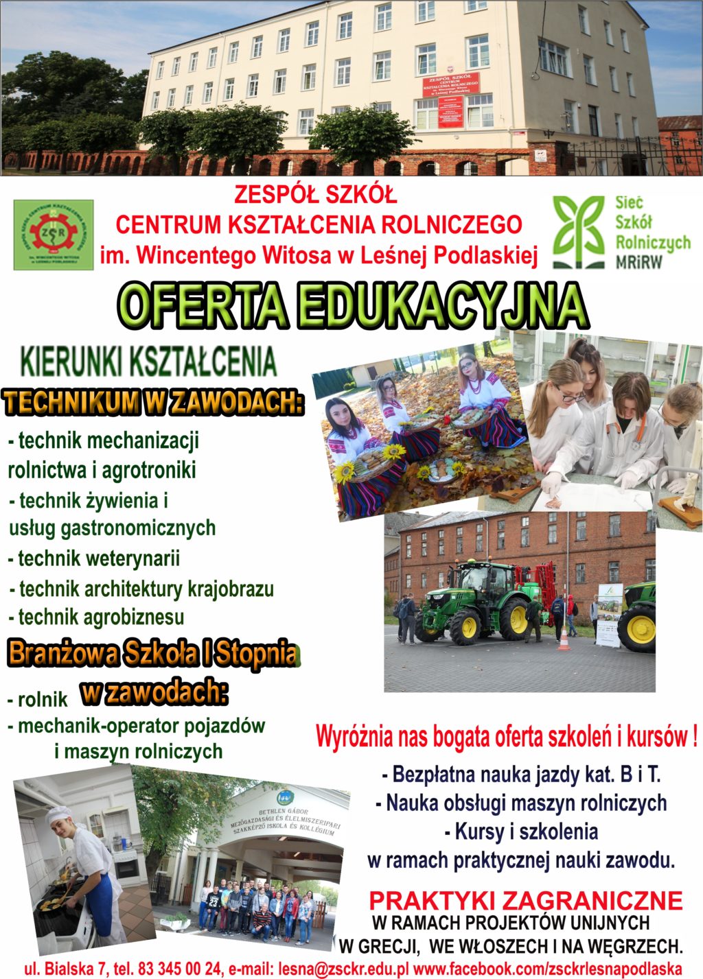 Zdobądź zawód z przyszłością- oferta edukacyjna ZSCKR w Leśnej Podlaskiej