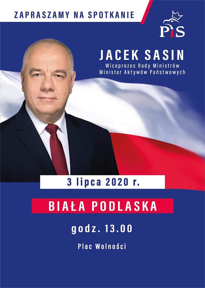Wicepremier Jacek Sasin przyjedzie do Białej Podlaskiej