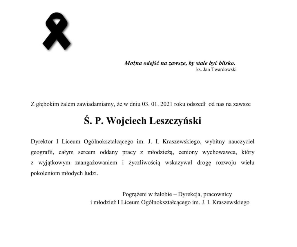 Zmarł Wojciech Leszczyński, wieloletni Dyrektor ,,Kraszaka”