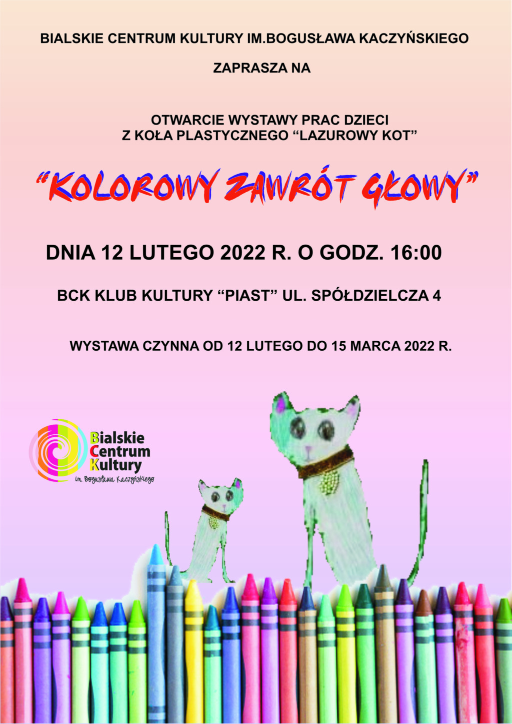 Wernisaż wystawy dziecięcego koła plastycznego “Lazurowy Kot”