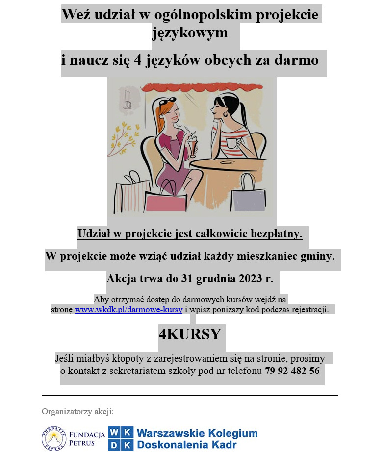 Gmina Łomazy zachęca do udziału w bezpłatnym projekcie językowym