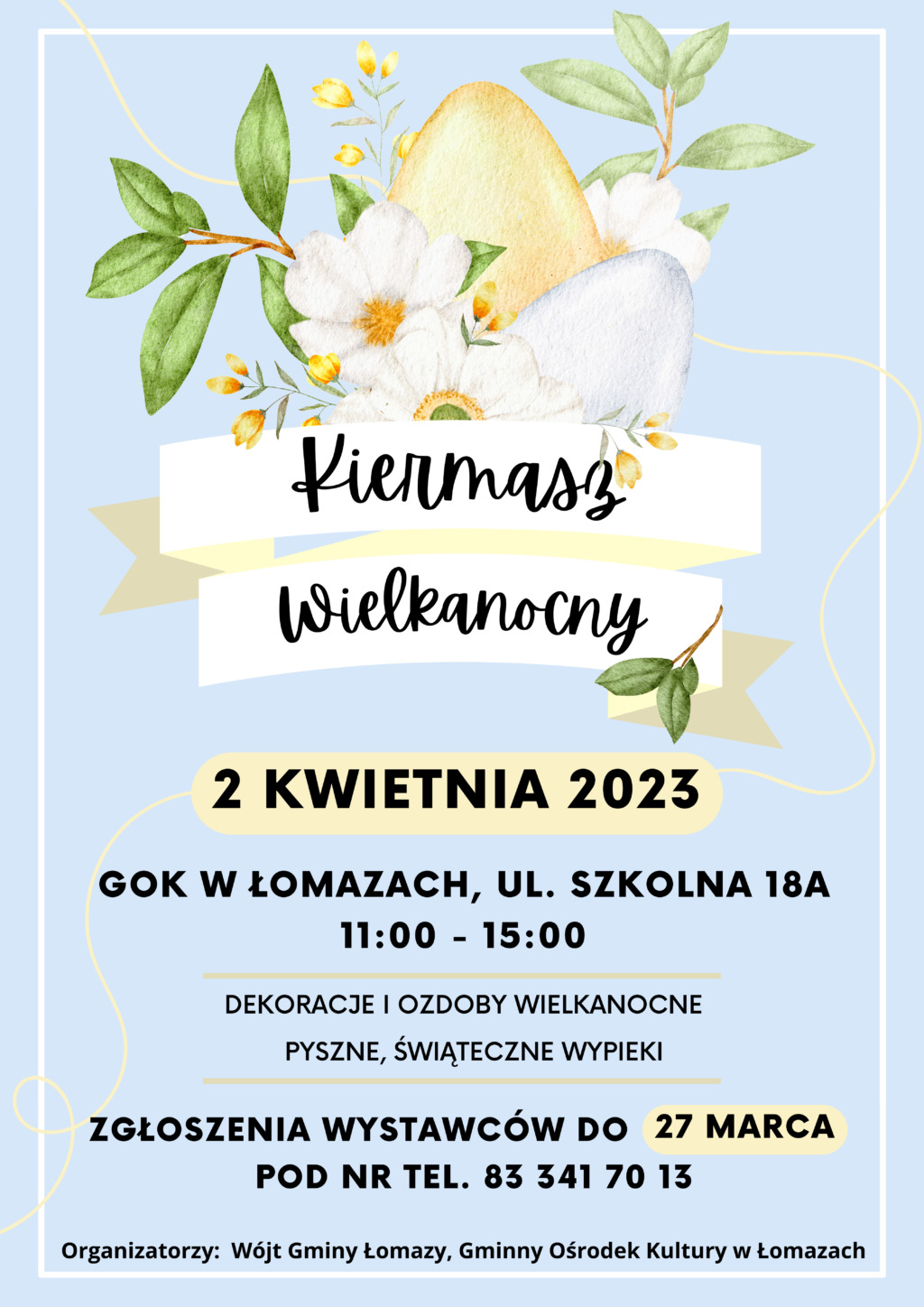 Ręcznie robione ozdoby i domowe wypieki na Kiermaszu Wielkanocnym w Łomazach