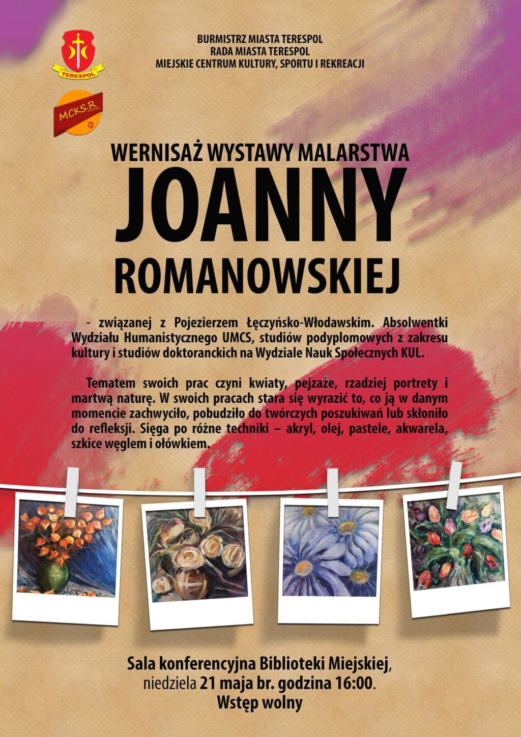 Zapraszają na wernisaż wystawy malarstwa Joanny Romanowskiej