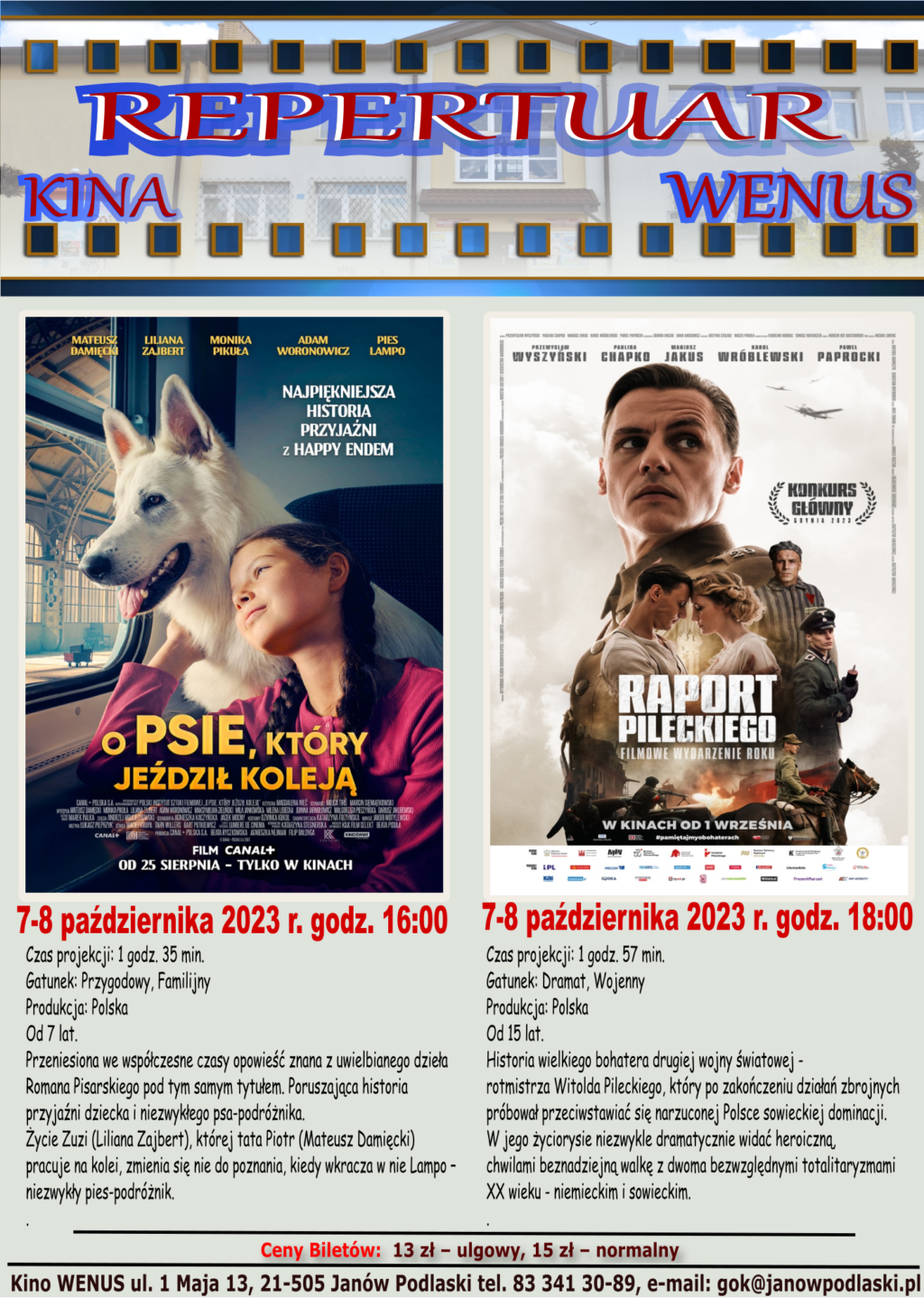 Październikowy repertuar Kina Wenus w Janowie Podlaskim