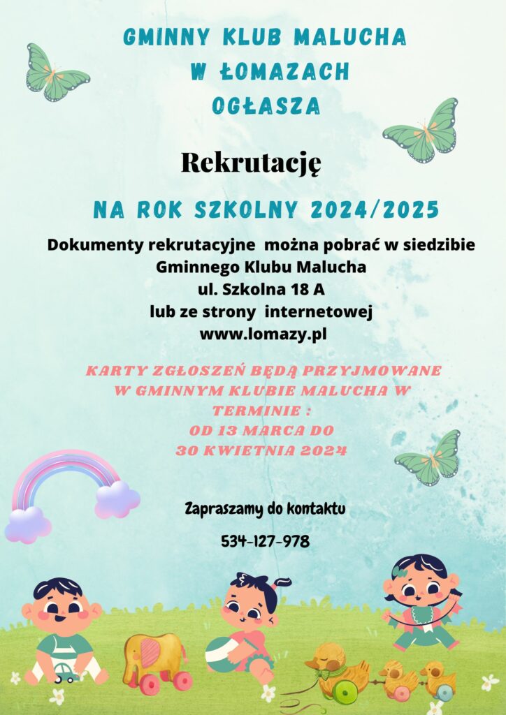 Rozpoczęcie rekrutacji do Gminnego Klubu Malucha w Łomazach