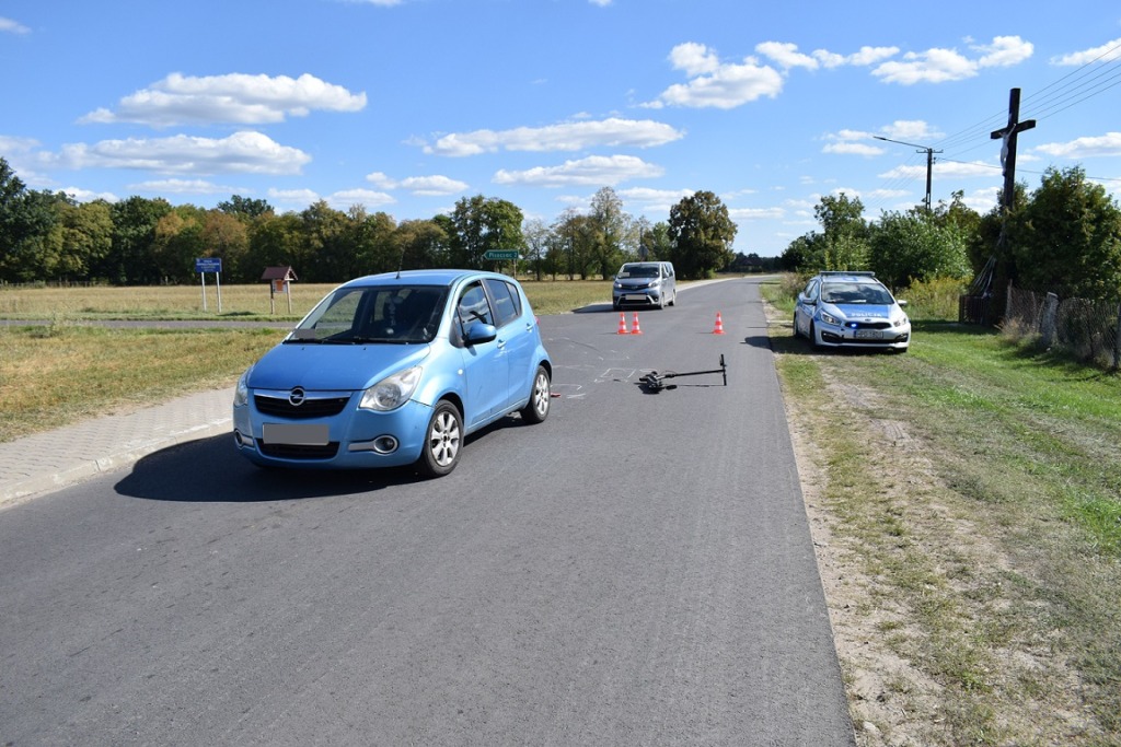 Wypadek w Zalutyniu: 13-latek na hulajnodze potrącony przez samochód
