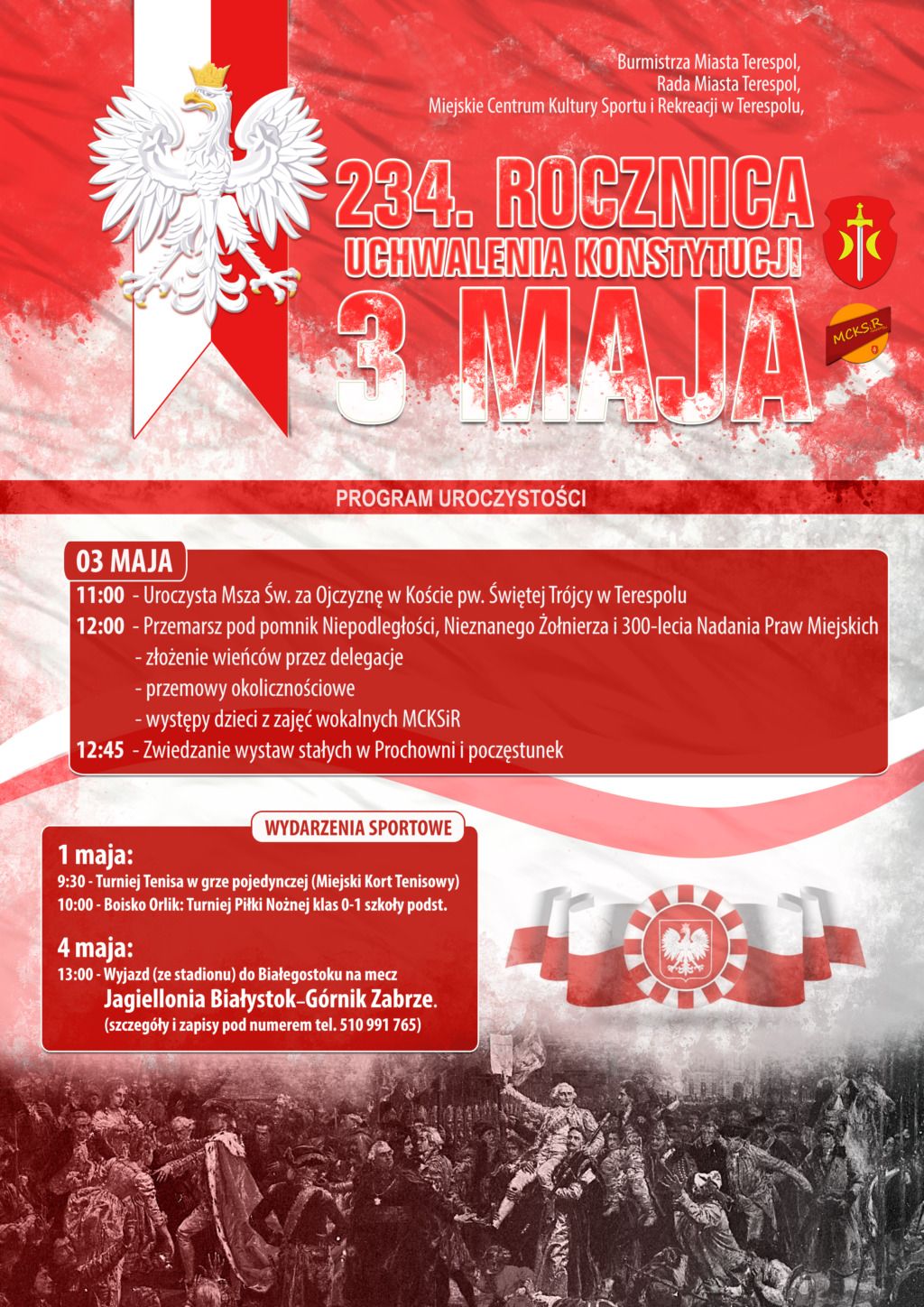 Terespol uczci 234. rocznicę uchwalenia Konstytucji 3 Maja – program obchodów
