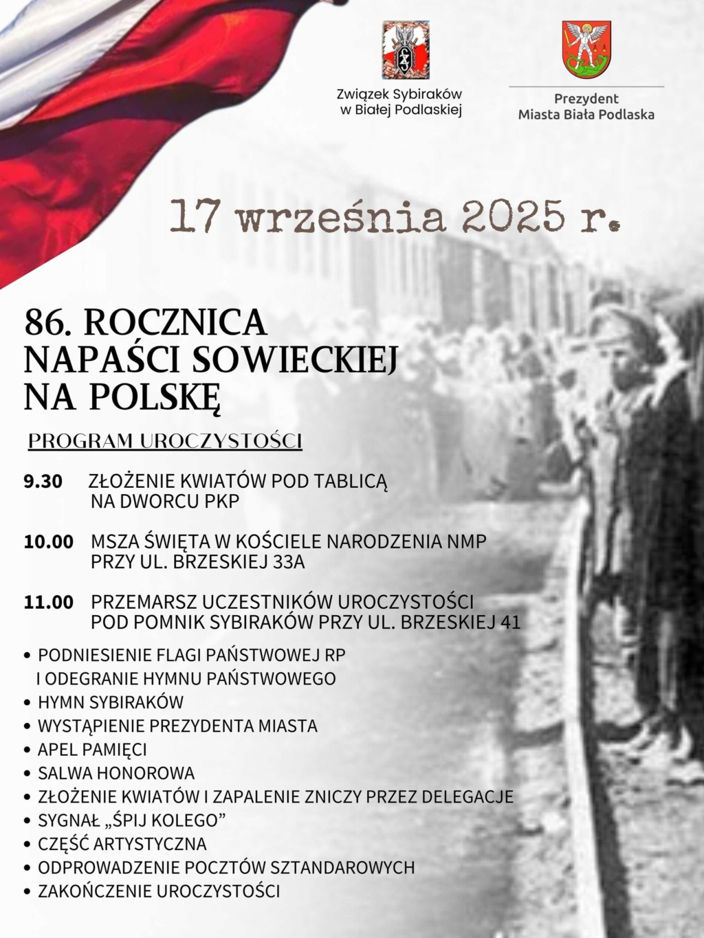 Biała Podlaska uczci 86. rocznicę napaści sowieckiej na Polskę