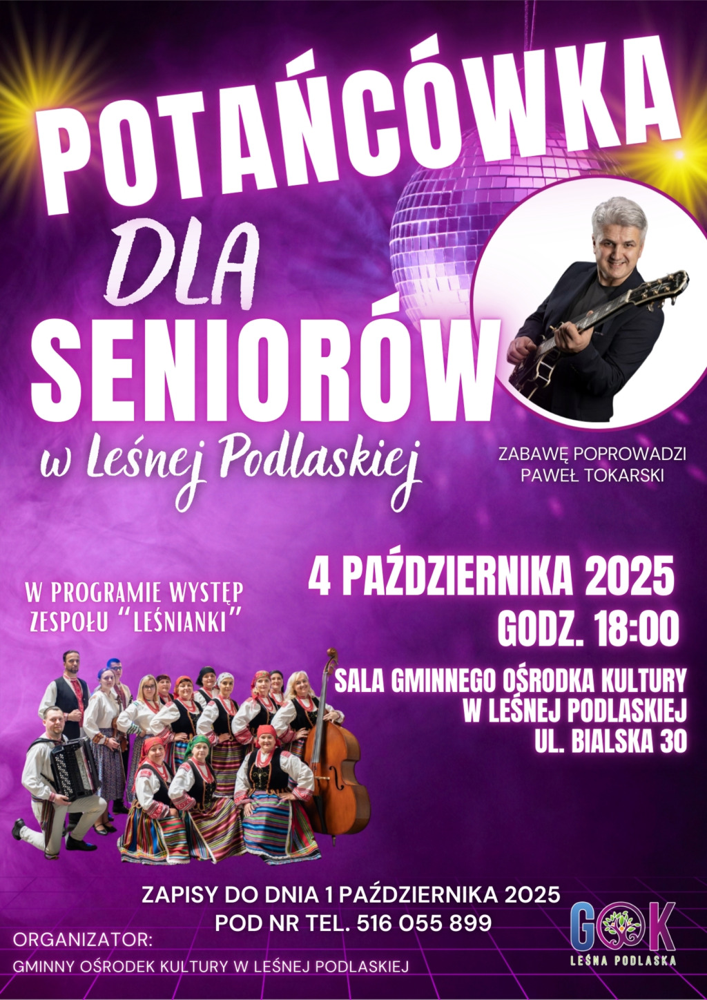 Seniorzy z Leśnej Podlaskiej zaproszeni na wyjątkową potańcówkę pełną muzyki i zabawy.