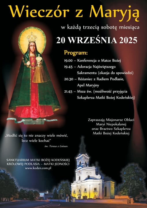 Kodeń: „Wieczór z Maryją” w Sanktuarium Matki Bożej Kodeńskiej