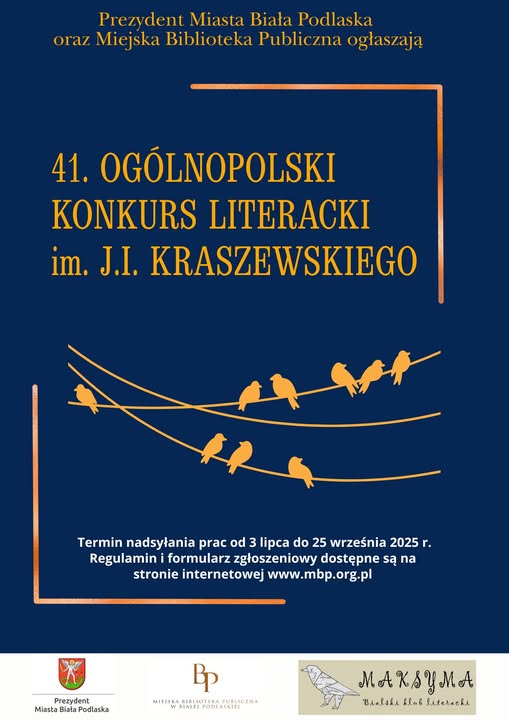 Rusza 41. Ogólnopolski Konkurs Literacki im. J.I. Kraszewskiego. Zgłoszenia do 25 września