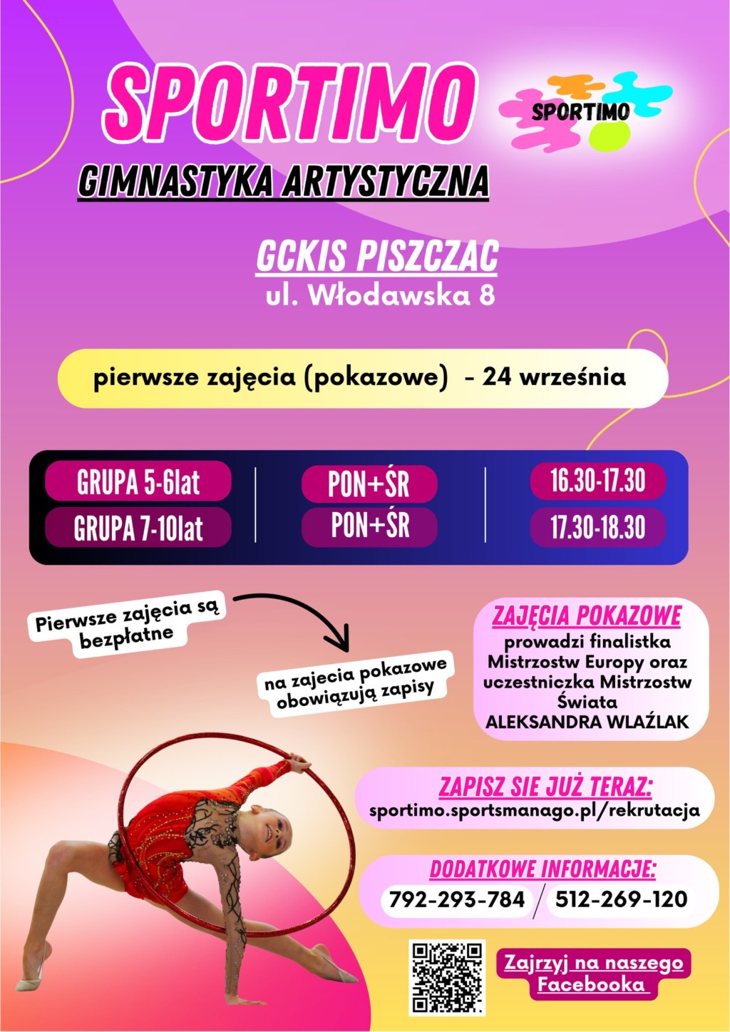 GCKiS w Piszczacu zaprasza dziewczynki na bezpłatne pokazowe zajęcia z gimnastyki artystycznej.