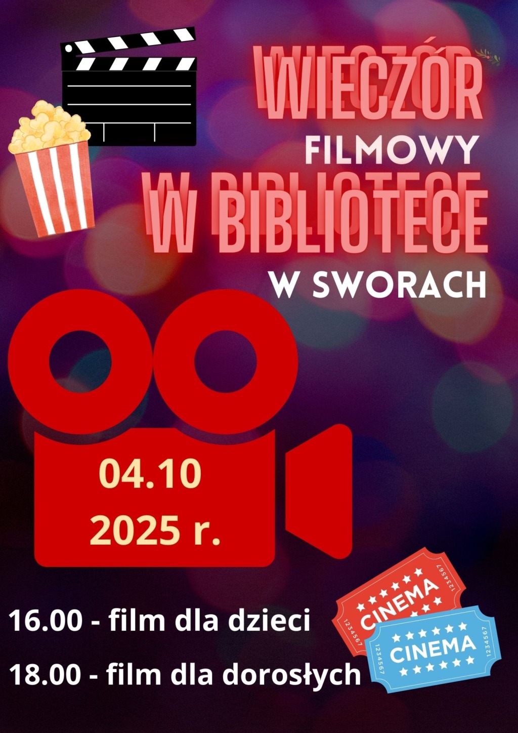 Wieczór filmowy w bibliotece w Sworach