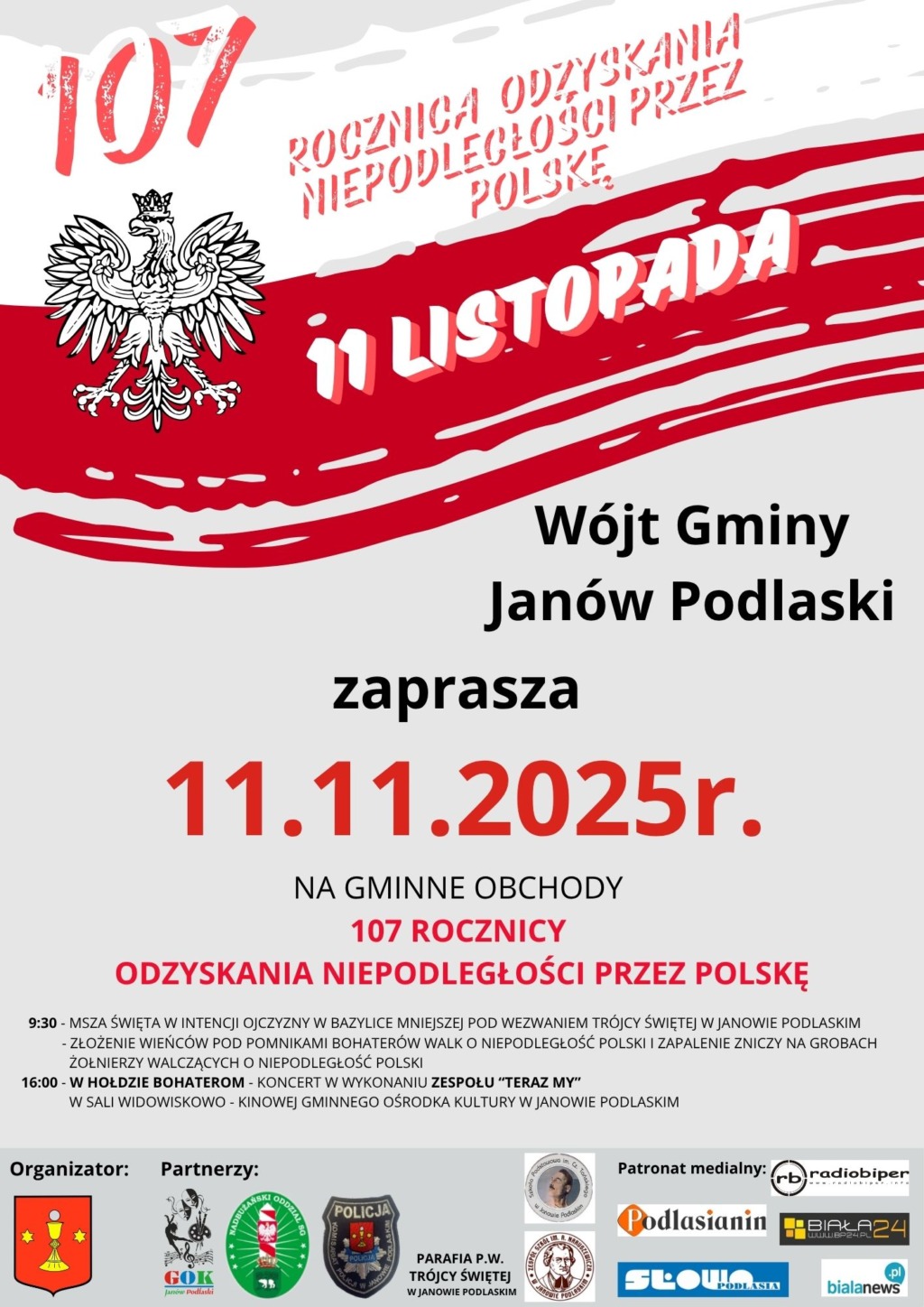 Gminne obchody 107. rocznicy odzyskania niepodległości w Janowie Podlaskim