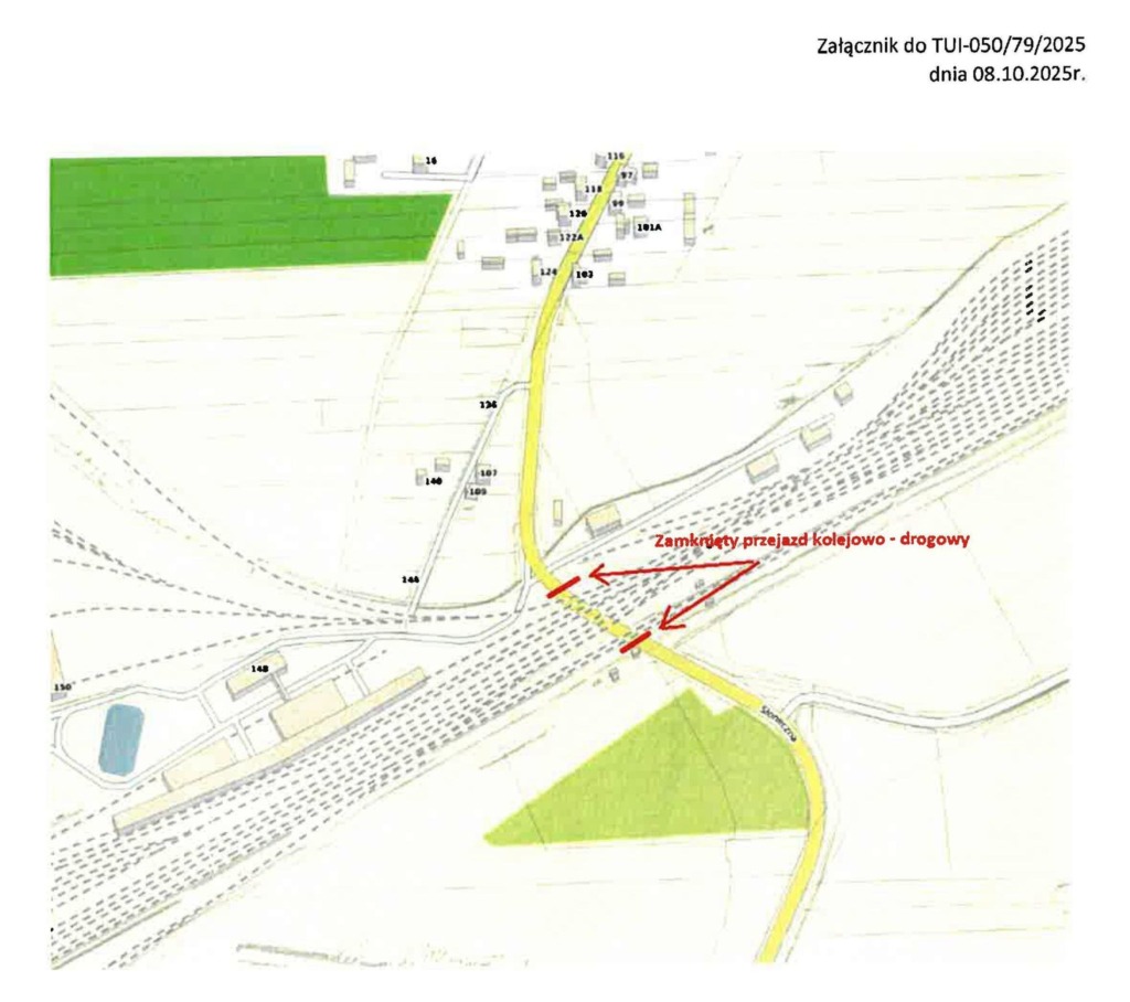 Utrudnienia w ruchu – zamknięty przejazd kolejowy w Kobylanach