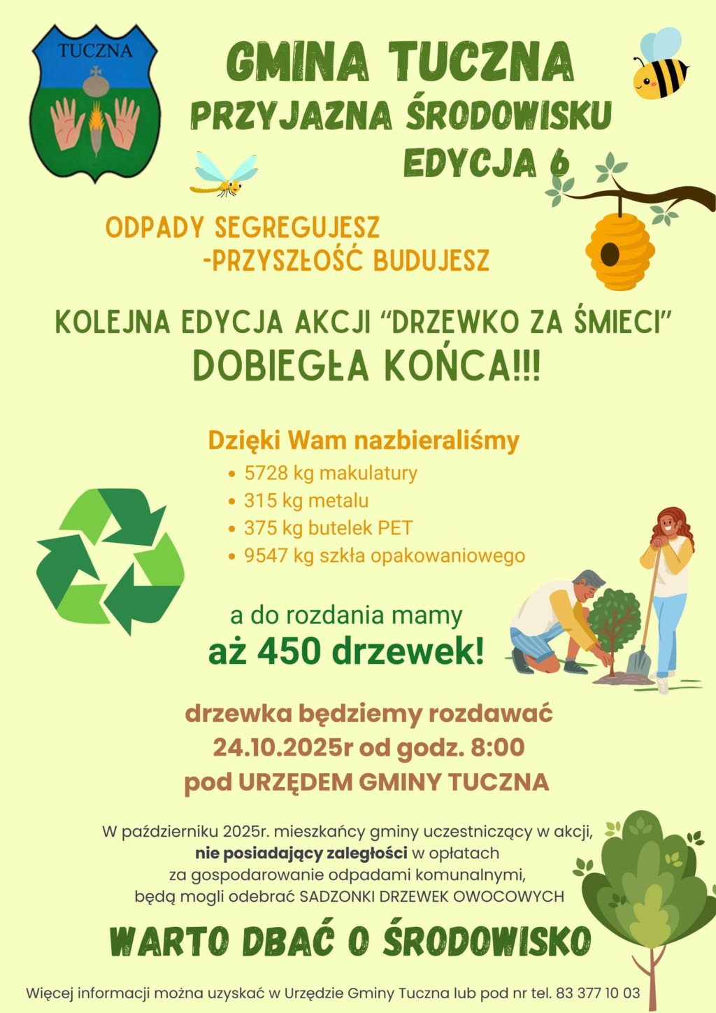 Gmina Tuczna nagradza za dbanie o środowisko. 450 drzewek dla mieszkańców w ramach akcji „Drzewko za śmieci”