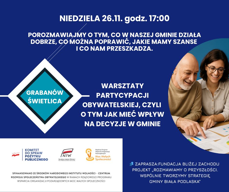 Razem tworzymy przyszłość Gminy Biała Podlaska – zaproszenie na spotkanie warsztatowe w Grabanowie