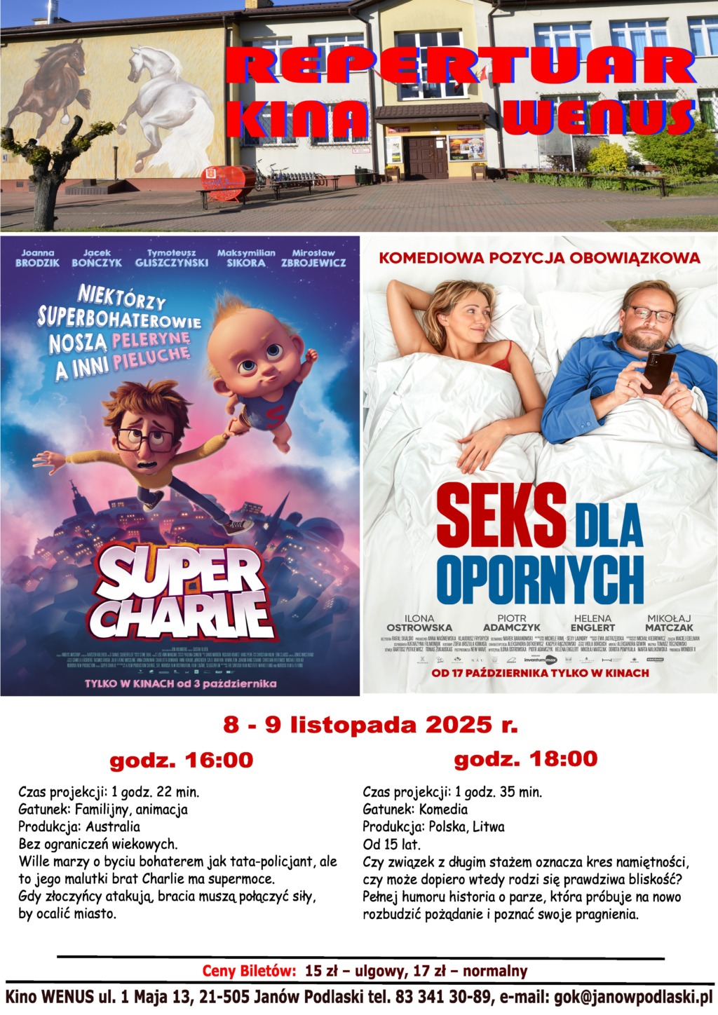Listopadowy repertuar Kina „Wenus” w Janowie Podlaskim