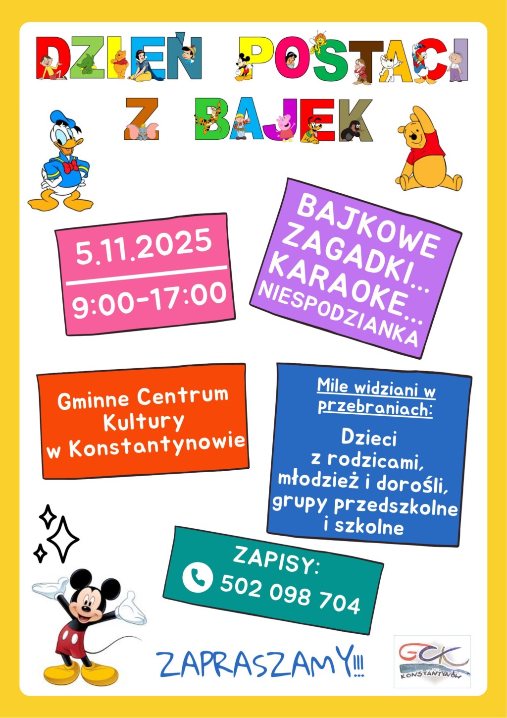 Dzień Postaci z Bajek w Gminnym Centrum Kultury w Konstantynowie