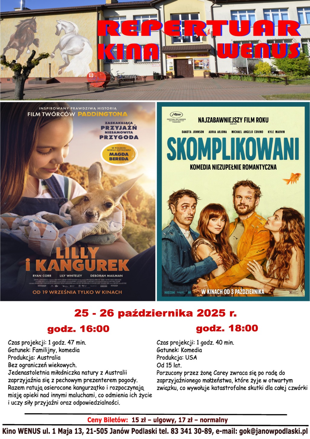 Kino Wenus w Janowie Podlaskim zaprasza na seanse 25–26 października