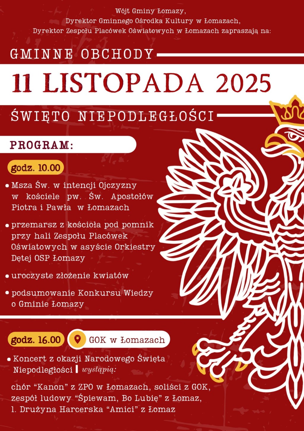 Gminne Obchody Święta Niepodległości w Łomazach