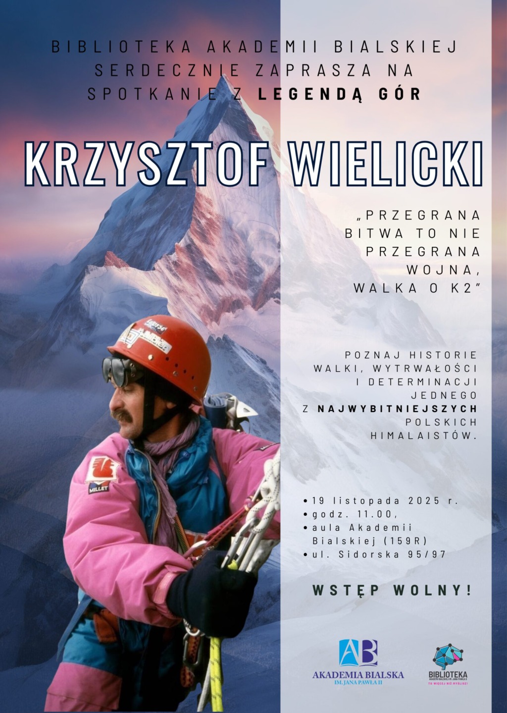 Legendy nie poddają się nigdy – Krzysztof Wielicki gościem Akademii Bialskiej