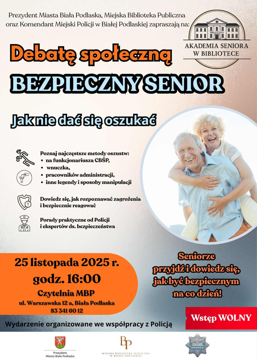 Debata społeczna „Bezpieczny Senior” w Białej Podlaskiej – jak nie dać się oszukać?