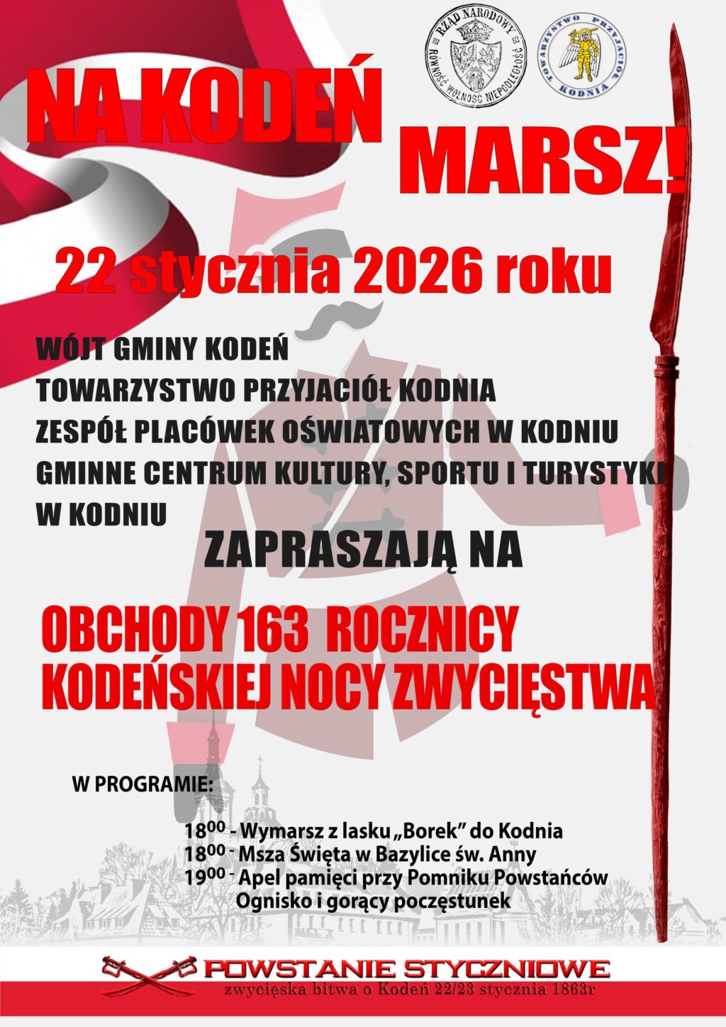 „Na Kodeń Marsz”. Uroczystości 163. rocznicy Powstania Styczniowego już 22 stycznia