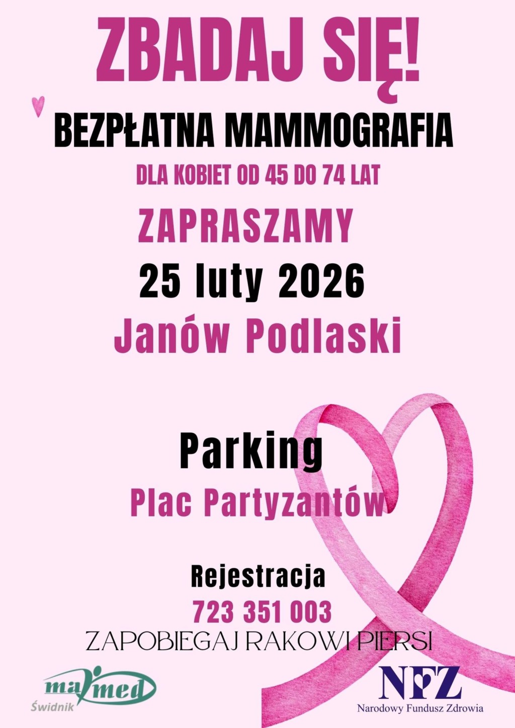 Bezpłatna mammografia w Janowie Podlaskim – skorzystaj z profilaktyki