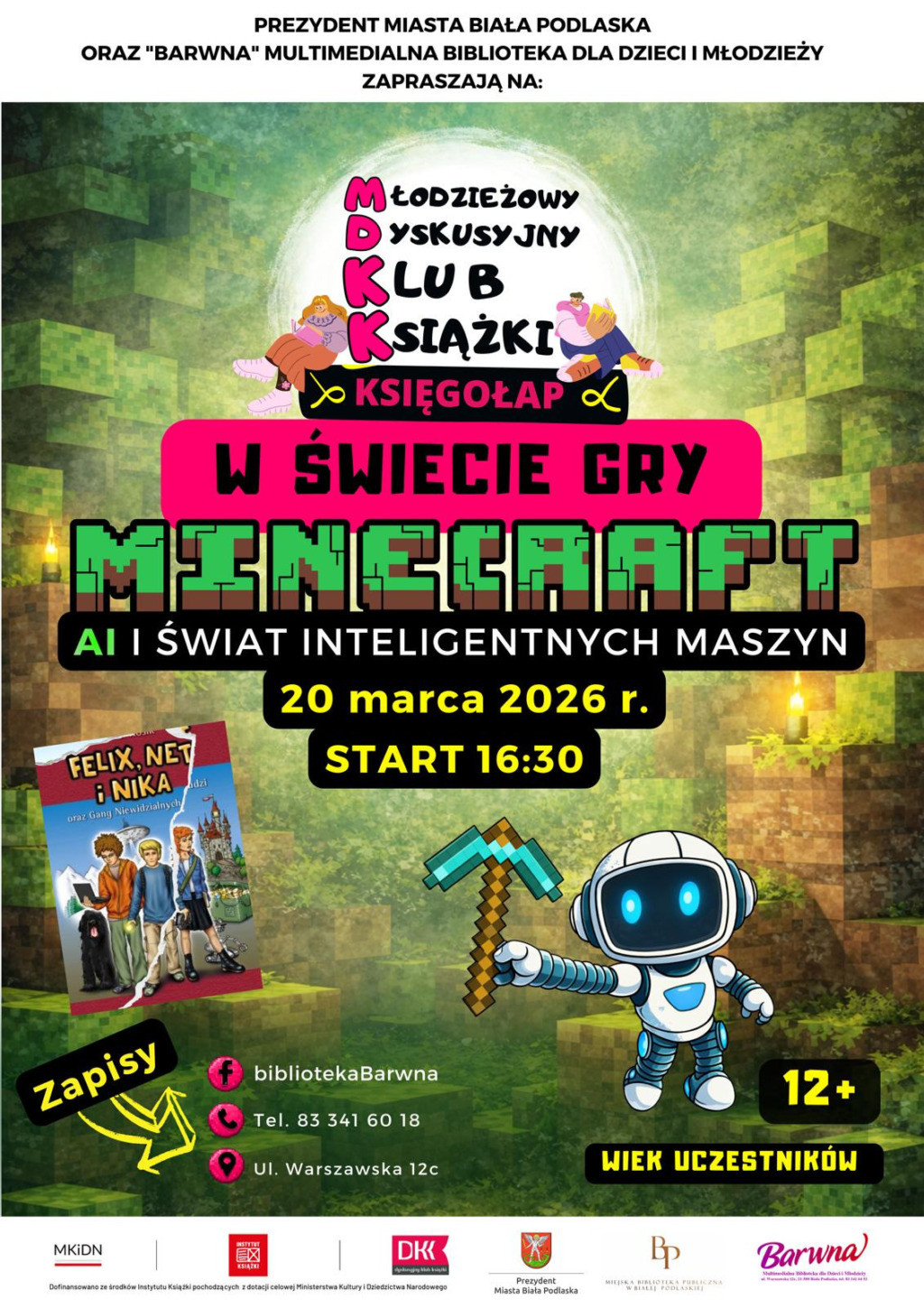 Młodzieżowy Dyskusyjny Klub Książki „Księgołap” zaprasza do świata Minecrafta i sztucznej inteligencji