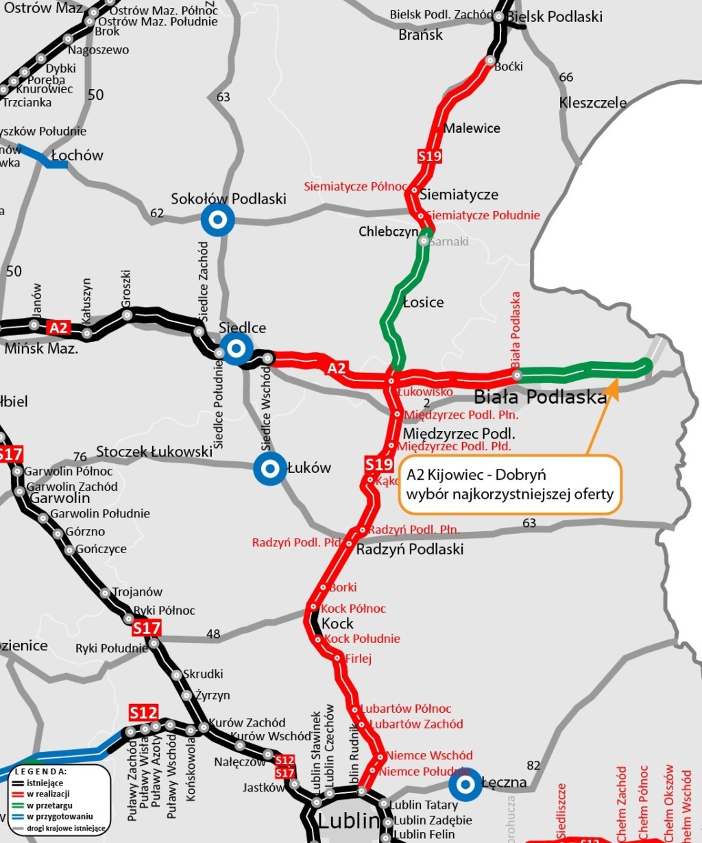 Blisko 460 mln zł na budowę odcinka autostrady A2 Kijowiec – Dobryń