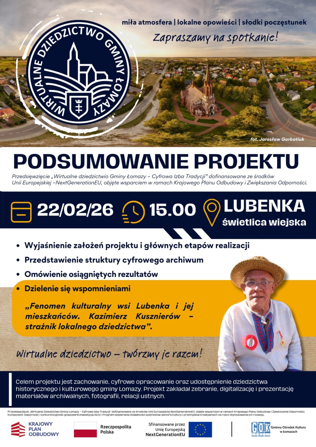 Spotkanie podsumowujące projekt „Wirtualne Dziedzictwo Gminy Łomazy – Cyfrowa Izba Tradycji”