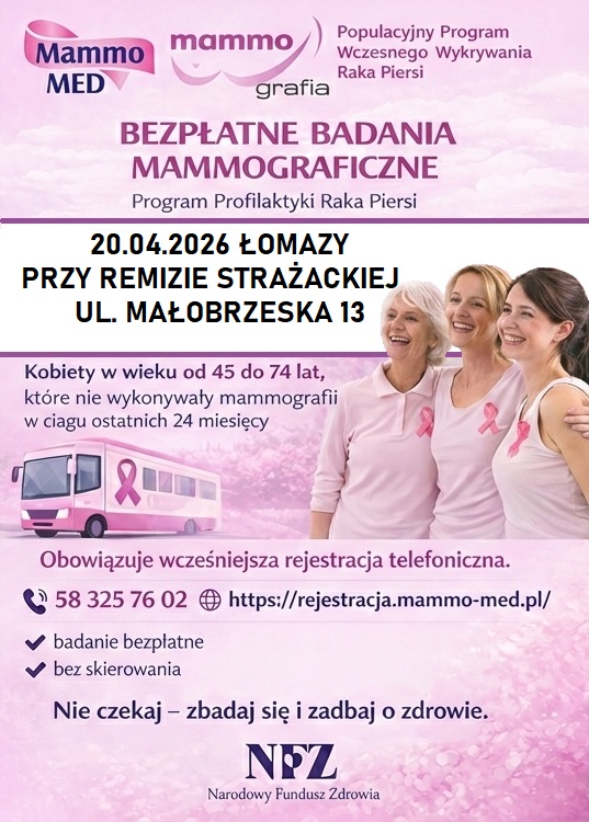 Bezpłatne badania mammograficzne w Łomazach