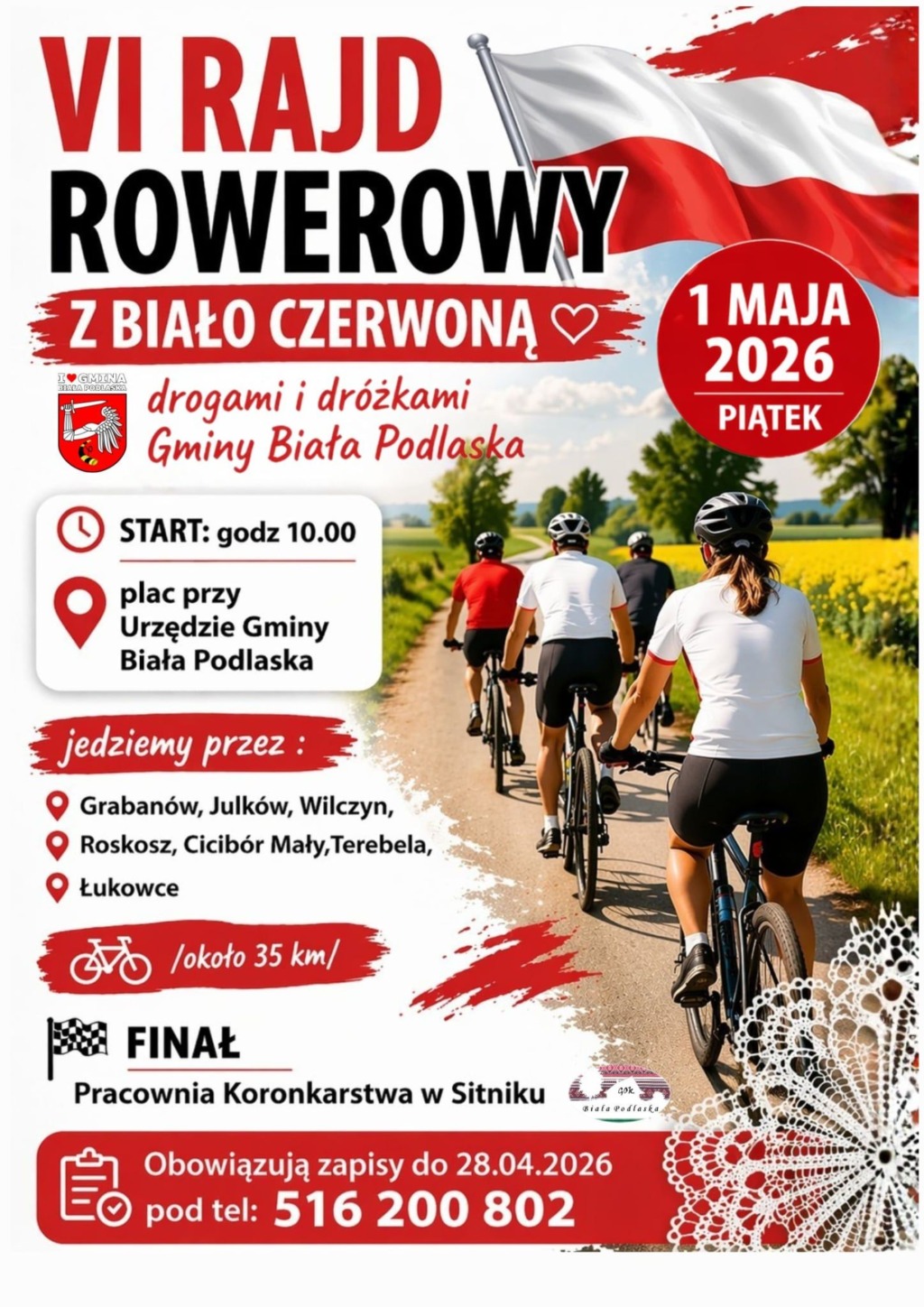 VI Rajd Rowerowy z Biało-Czerwoną w Gminie Biała Podlaska