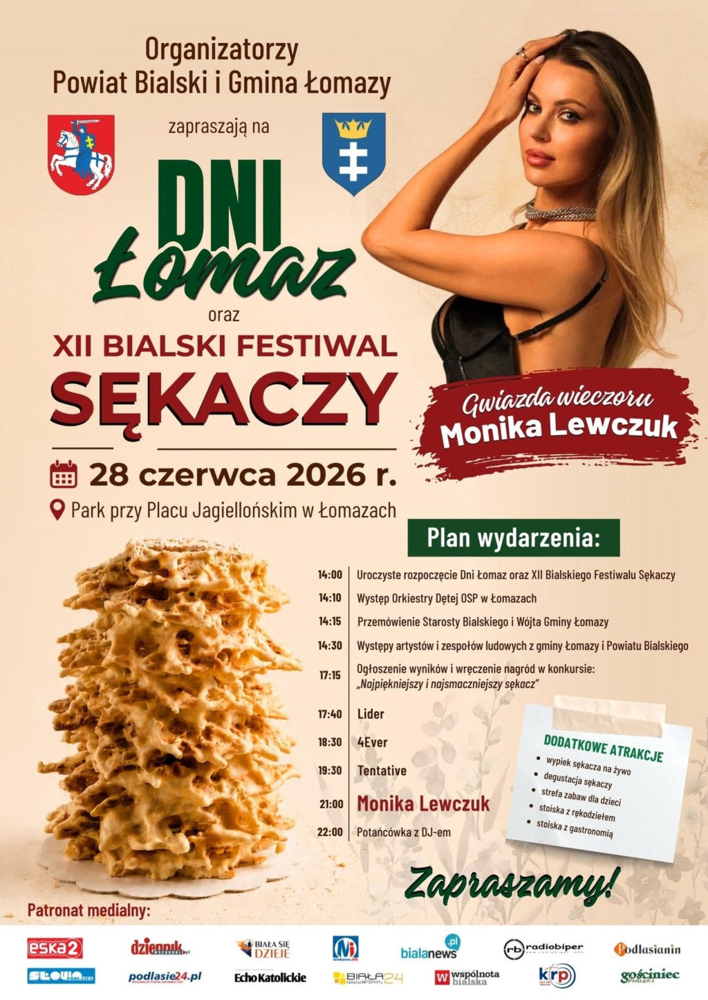 Dni Łomaz i XII Bialski Festiwal Sękaczy. Gwiazdą wieczoru będzie Monika Lewczuk