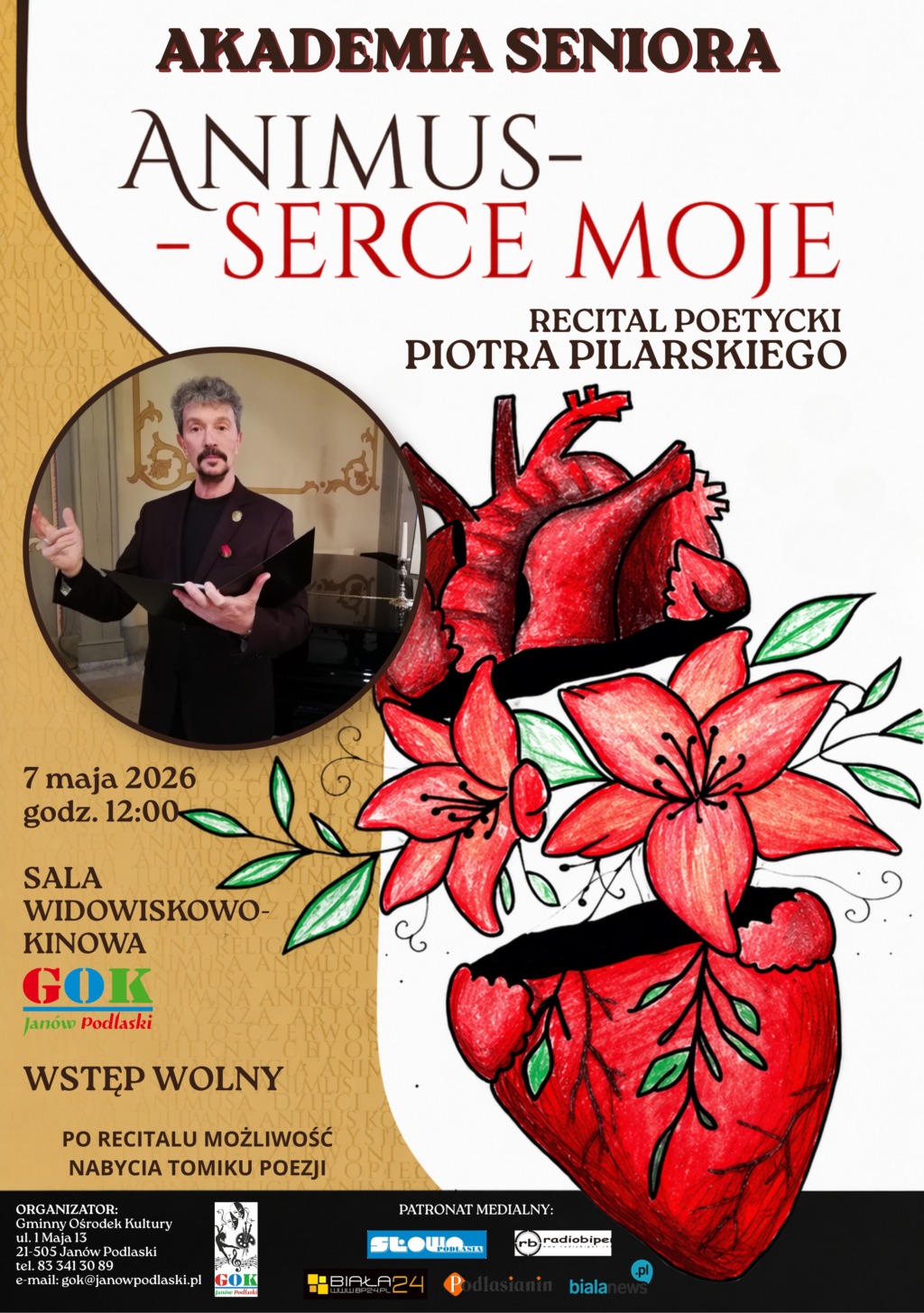 Recital poetycki Piotra Pilarskiego „Animus – Serce Moje” w Janowie Podlaskim