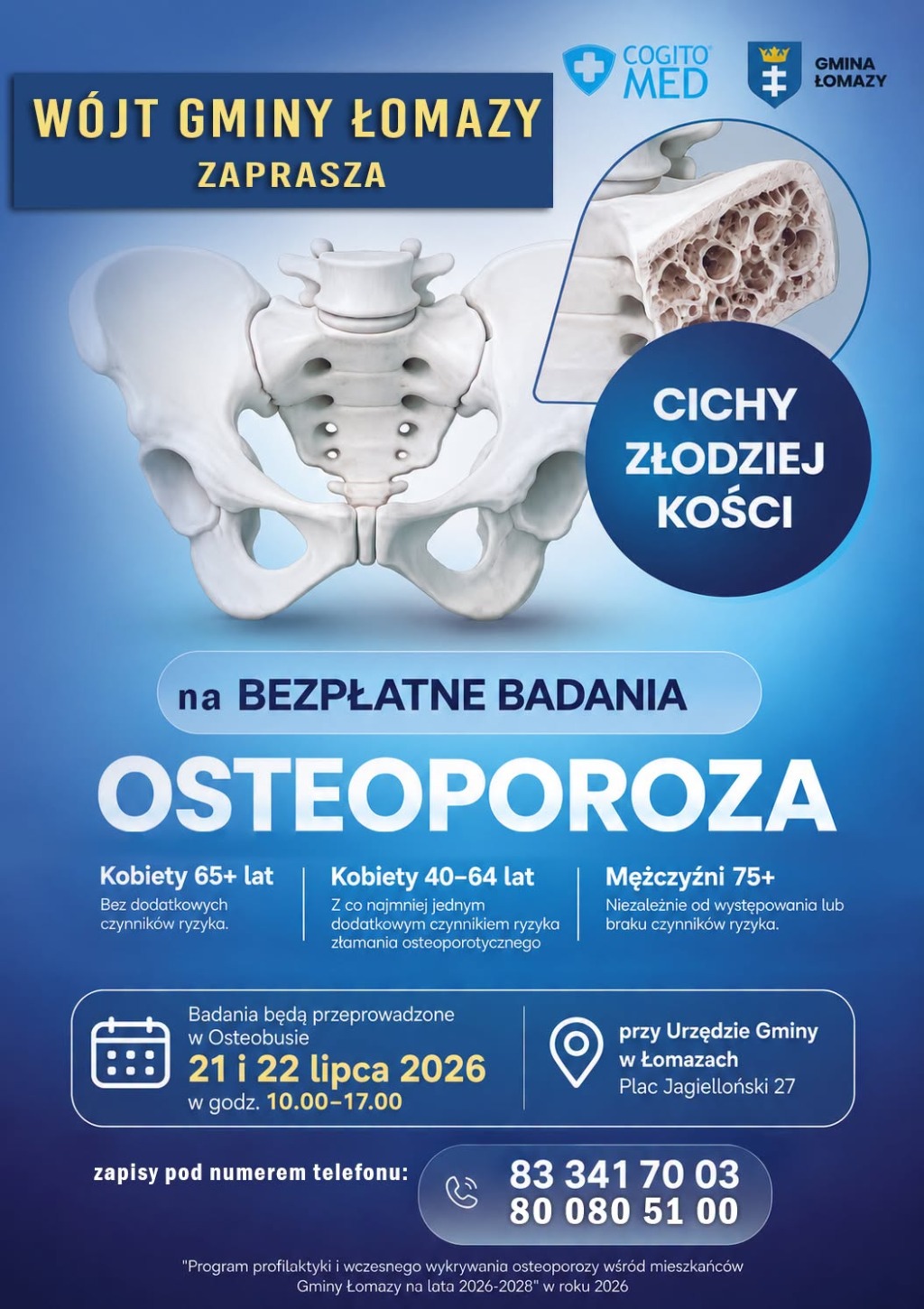 Bezpłatne badania w kierunku osteoporozy w Gminie Łomazy