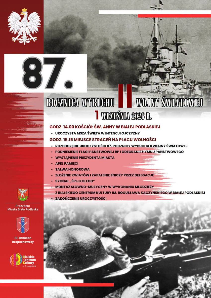 Biała Podlaska uczci 87. rocznicę wybuchu II wojny światowej. Uroczystości 1 września