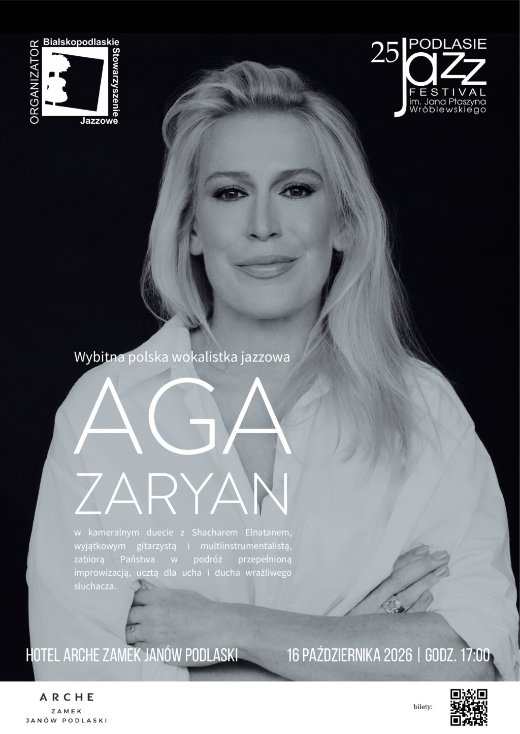 Aga Zaryan otworzy 25. Podlasie Jazz Festiwal w Zamku Janów Podlaski