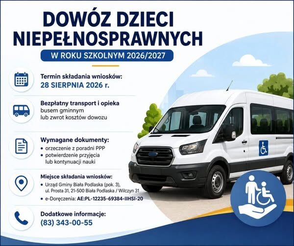 Gmina Biała Podlaska przyjmuje wnioski na dowóz dzieci z niepełnosprawnościami