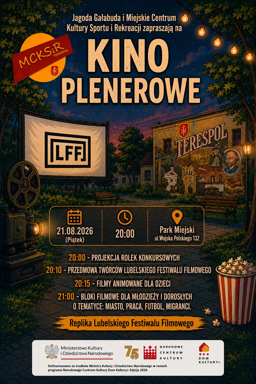 Kino plenerowe w Terespolu. Filmy LFF i konkursowe rolki mieszkańców