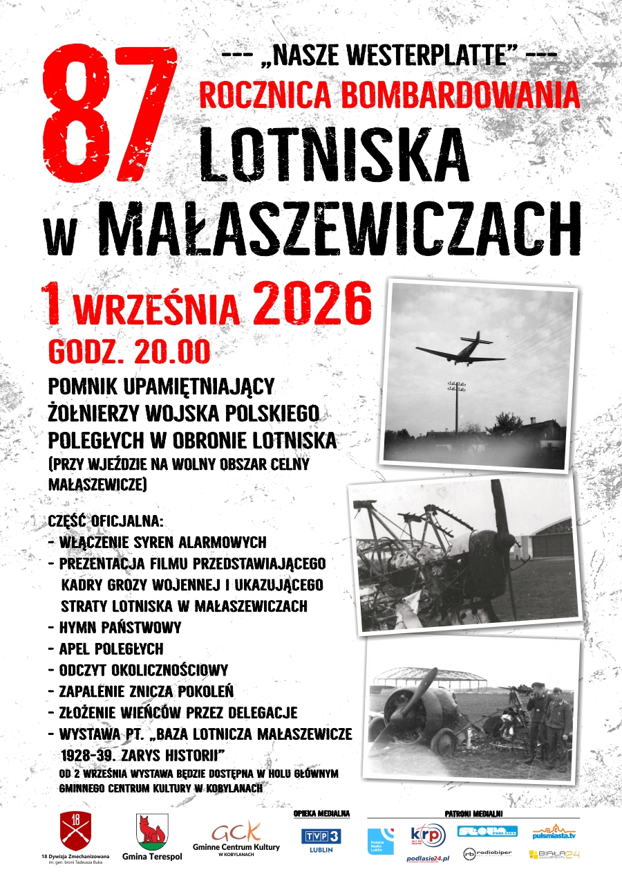 Małaszewicze przypomną o bombardowaniu lotniska. 87. rocznica „Naszego Westerplatte”