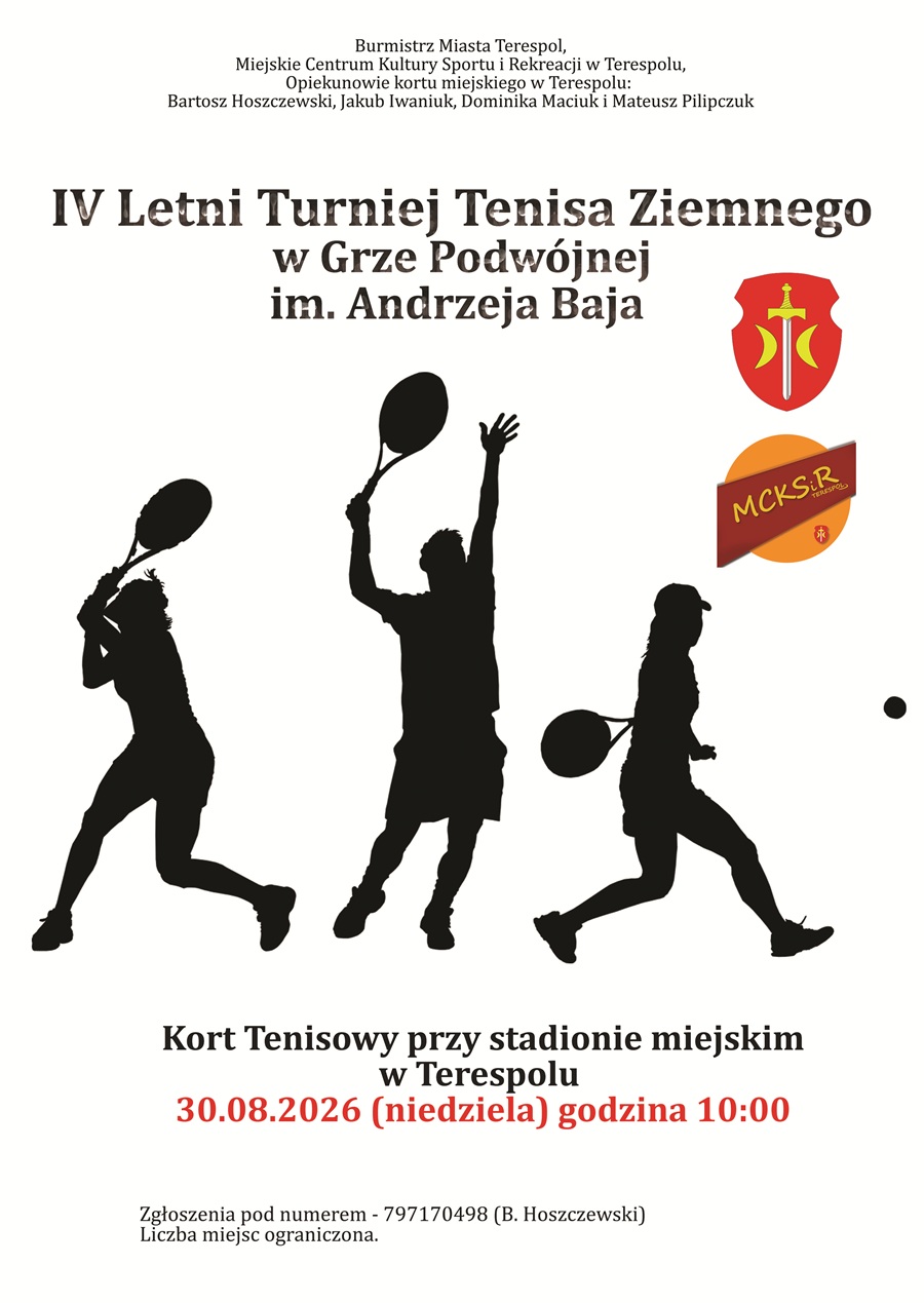 IV Letni Turniej Tenisa im. Andrzeja Baja w Terespolu. Deble zagrają 30 sierpnia