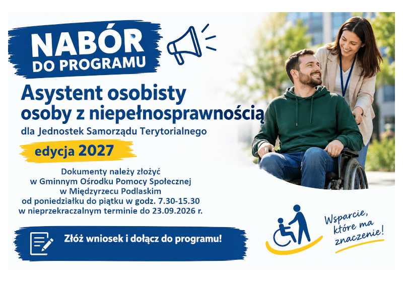 Gmina Międzyrzec Podlaski: nabór do programu „Asystent osobisty”. Dokumenty do 23 września