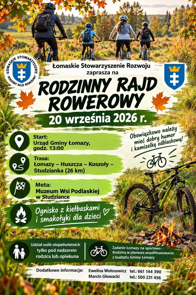 Rodzinny Rajd Rowerowy w Łomazach. Gmina opublikowała zaproszenie