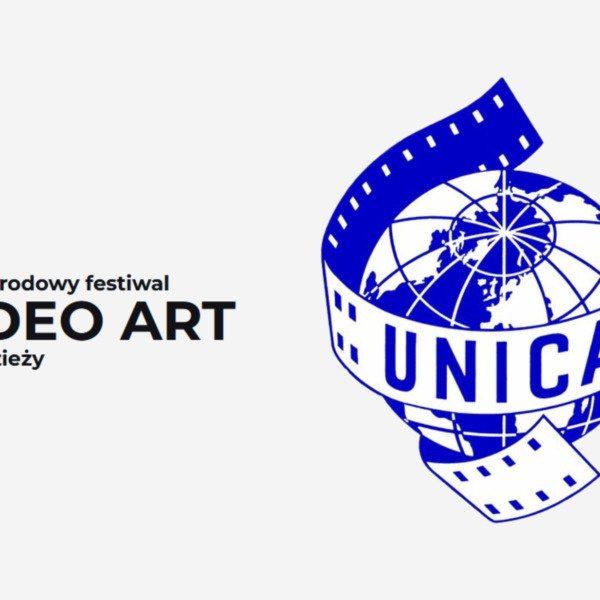 Grafika z napisem XVII Międzynarodowy Festiwal Video Art dla młodzieży i logo UNICA.