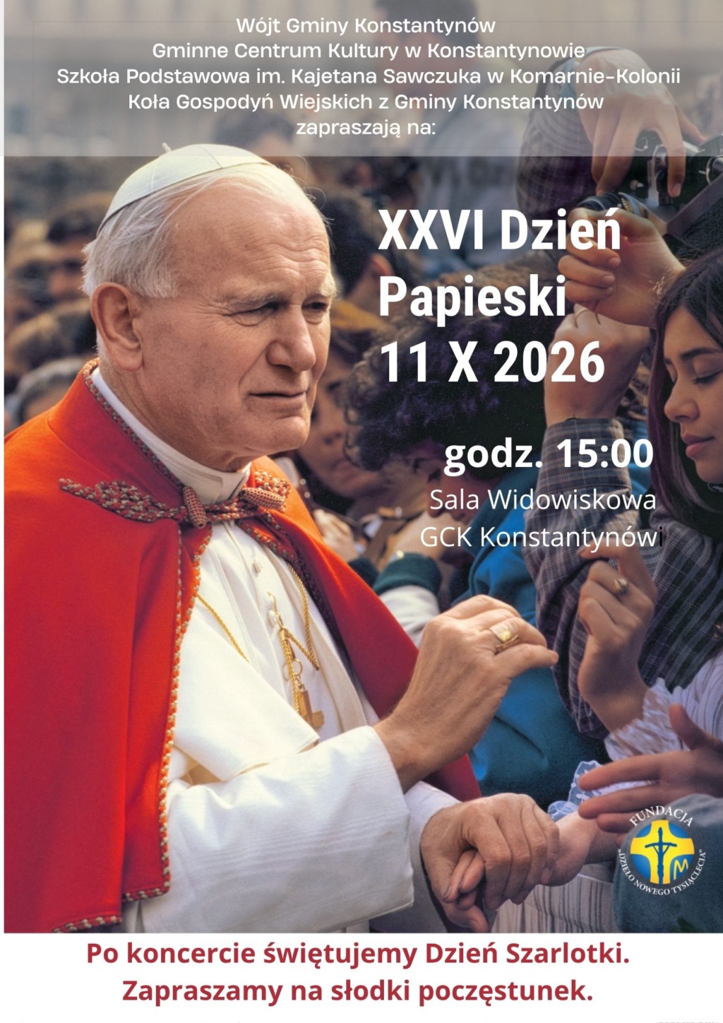 XXVI Dzień Papieski w Konstantynowie. Koncert i Dzień Szarlotki