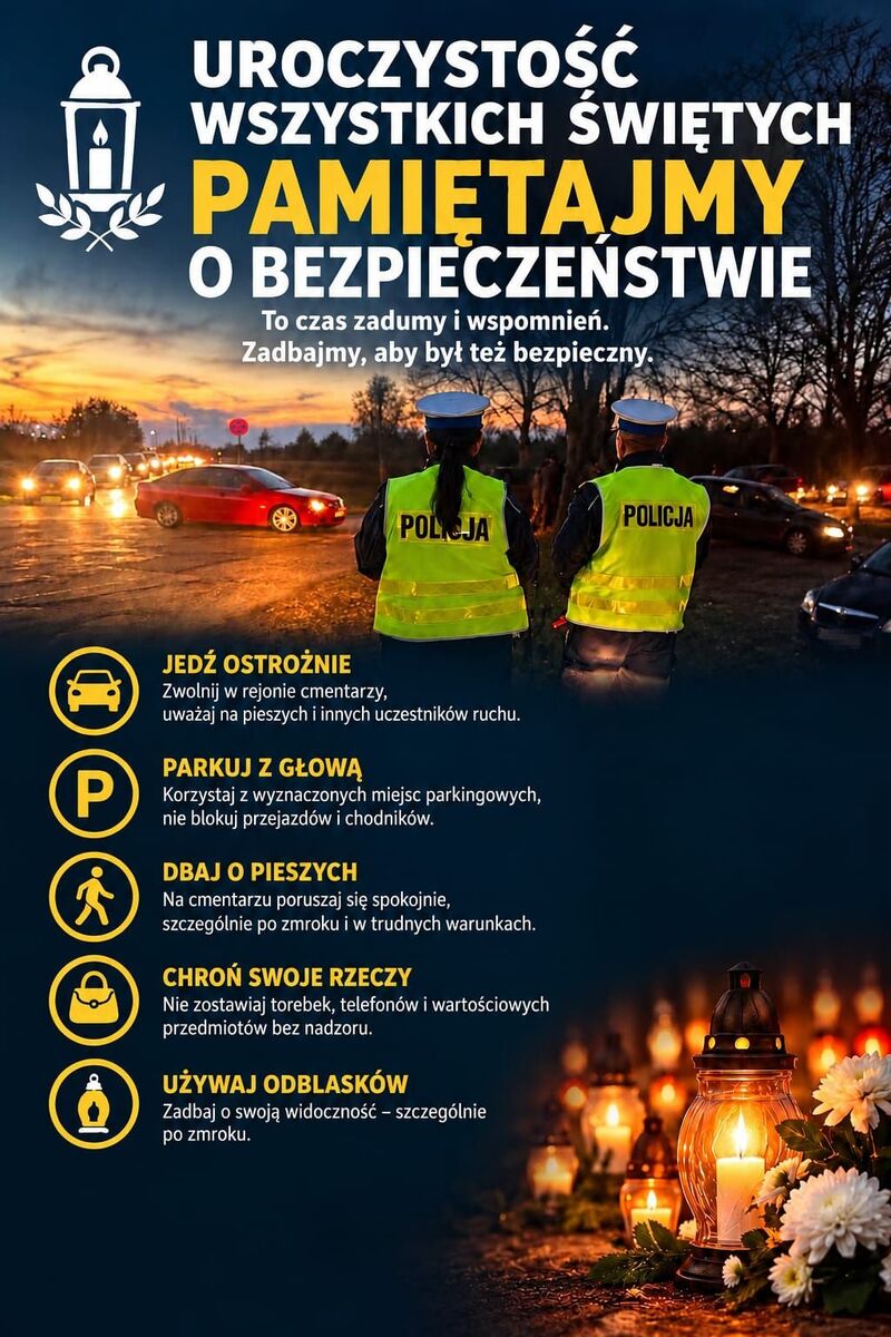 Policja szykuje akcję na Wszystkich Świętych. Większy ruch przy cmentarzach